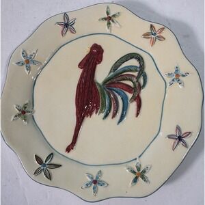 Rooster Chicken Ceramic Wall Plate Decorative Cindy Shamp Art 8 Inch Farmhouse